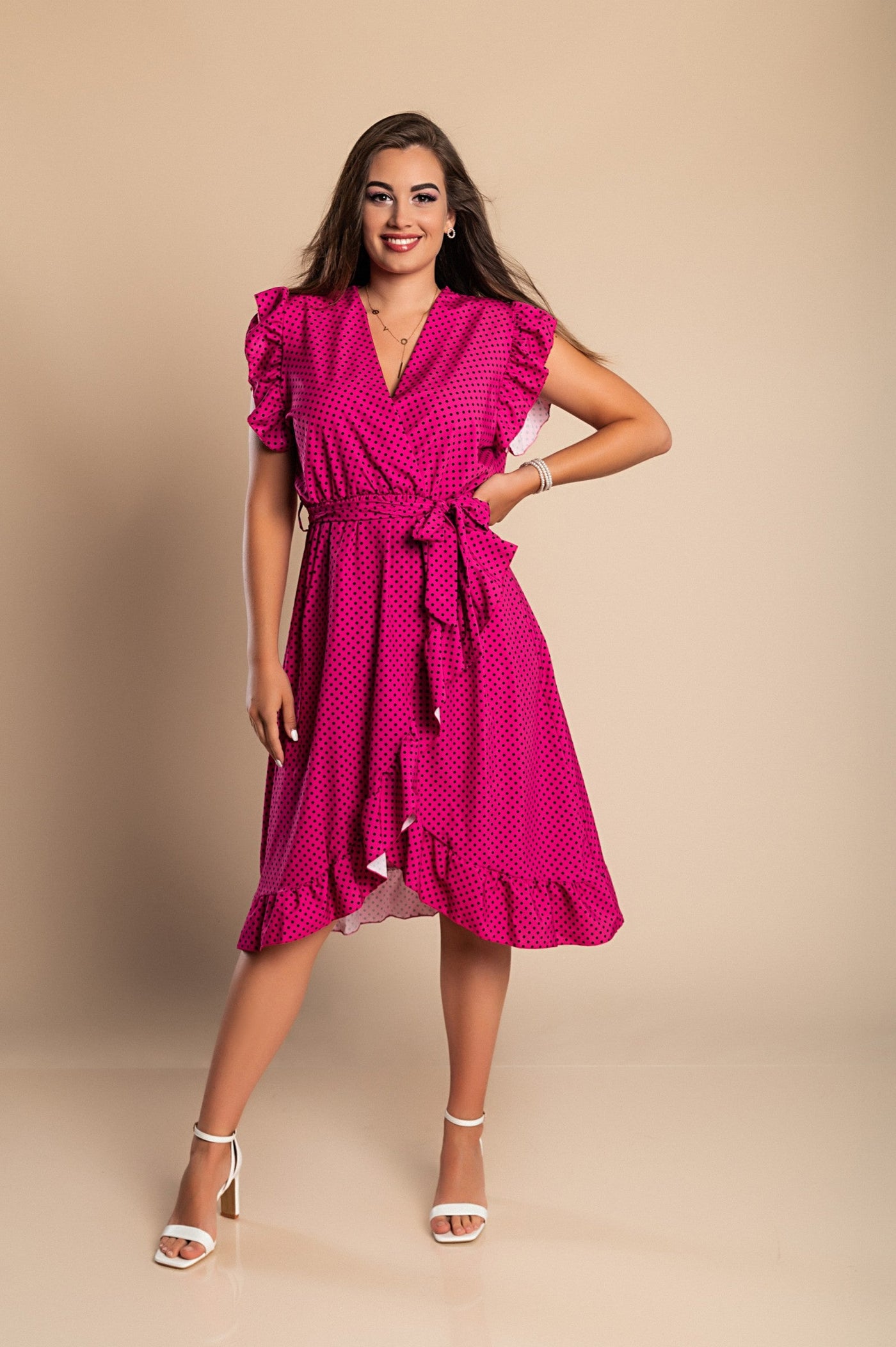 Midi dress with polka dot print