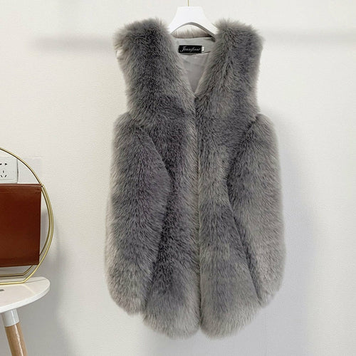 Faux Fur Sleeveless Vest Jacket