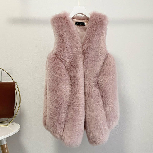 Faux Fur Sleeveless Vest Jacket