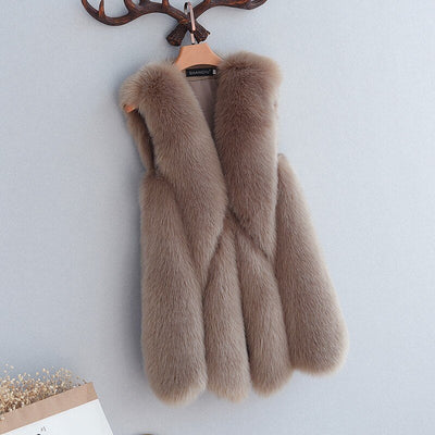 Faux Fur Sleeveless Vest Jacket