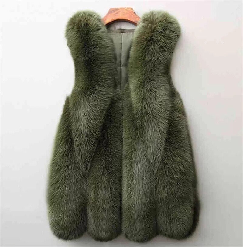 Faux Fur Sleeveless Vest Jacket
