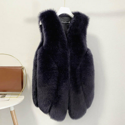 Faux Fur Sleeveless Vest Jacket