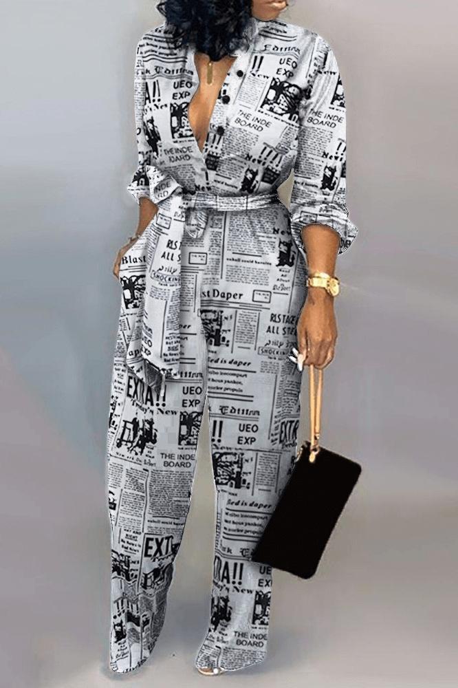 Plus Size Women Long Sleeve Cotton Jumpsuit